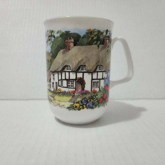 Rose of England Fine Bone China Mug 4" White Country Cottage Made in UK - Picture 1 of 6